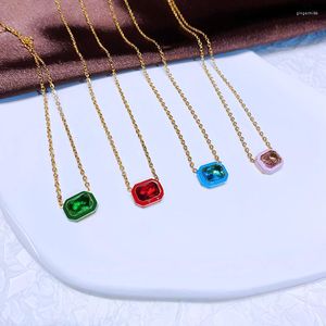 Chains MIGGA 316L Stainless Steel Single Rhinestone Crystal Necklace Chain Gold Color Plated Women Jewelry