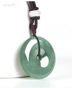 Pendant Necklaces Burmese Jade Donut Pendant Carved Gemstone Green Luxury Man Natural Jewelry Necklace Real Gifts for Women Emerald Jadeite Men HKD230712