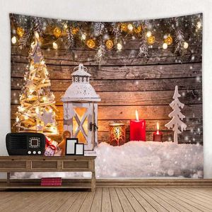 Tapisserier Jul Wood Board Decoration Tapestry Bedroom Living Room Wall Hanging Tapestry Home Decor Xmas Mat for Christmas New Year