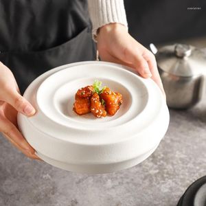 Plates White Lingyun Ceramic Artistic Conception Black And El Restaurant Top Grade Dishes Thread Round Dim Sum Plate