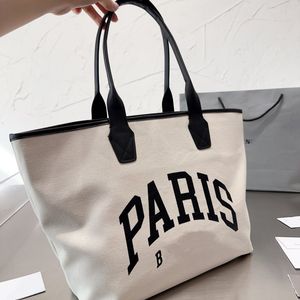 Son Şık Pist Büyük Tuval Tote Çanta Tasarımcısı Cabas Black White Pamuk Tuval Alışveriş Günlük Şehirler Paris Küçük Debriyaj Omuz Çantası