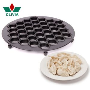 Kött Fjäderfä Verktyg CLIVIA dumplings Verktygsmaskin form Aluminium Samosa Cooker ryska pelmeni 37 hål Ravioli dumplings Göra mögel 230712