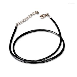 Catene 2mm Grossa 45cm Catena di corda in pelle nera per uomo Donna Accessori ciondolo gioielli Goccia all'ingrosso