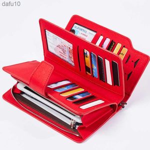 Portfel damski portfel ze skóry PU torebka z uchwytem czerwony 3 krotnie kobiety portfele z zamkiem błyskawicznym torebka pasek portmonetka moneta torebka damska dla iPhone L230704