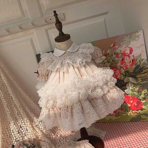 Платья девочки для маленьких девушек цветочные кружевные платья Set Set 2023 Summer Toddler Vintage Princess Dress и брюки для вечеринки на день рождения инфантил vestidohkd230712