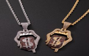 Tongue Lips Pendant In The Cubic With Rope Chain Men Women Hip Hop Necklace Jewelry Gift3970155