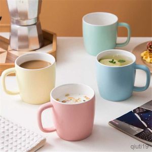 Mugs Candy Color Coffee Ceramic Mug Large Capacity Handgrip Espresso Milk Cup Porcelain Tea Beer Mugs Home Office Drinkware R230712