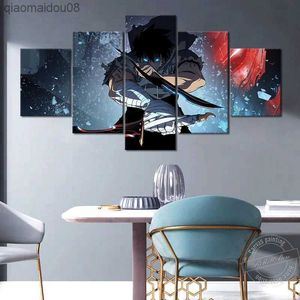 Plakat Anime HD Wallpaer Solo poziomowanie obraz olejny Home Decor Sung Jin Woo Cartoon płótno farby artystyczne obraz na ścianę naklejki L230704