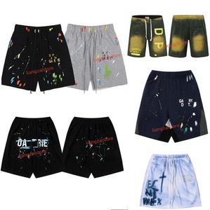 Men's Shorts American Fashion Brand Galleryes Depts Hand-painted Splash Printing Pure Cotton Terry Shorts Fog High Street 5-point Casual Pants