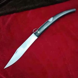 Coltello chiudibile tattico sottile Dogleg 9Cr18mov Lama Manico in corno di bue Sopravvivenza all'aperto Salvataggio OKAPI Coltelli tascabili