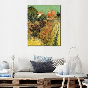 Pintura em tela de belas artes Jardim florido com caminho Arte de reprodução artesanal de Vincent Van Gogh Decoração da casa