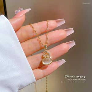 Anhänger Halsketten Japanische Luxus Opal Kürbis Net Rot Zarte Micro Intarsien Halskette Weibliche Mode Trend Schlüsselbein Kette Schmuck Geschenk