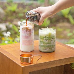 Mugs Glass Tumbler Style English Letter Glass Mug Heat Resistant Glass Clear Tumbler Waterbottle Tea Cup Coffee Mug Tumblers R230712