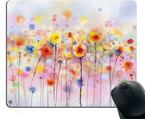 Almofadas de flores em aquarela Flores em cores suaves e design floral Estilo desfocado Marinho Vermelho Laranja Melhor Mouse Pad para jogos 9,5 x 7,9 pol.