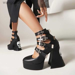 Sandals Gothic Platform Women Pumps Fashion Heart Metal Chain Super High Heels Shoes Dress Cosplay Punk Shoes Spring Sumer New In T230712