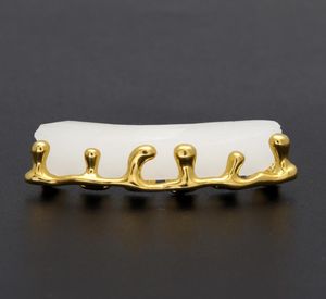 New Custom Fit Gold Color Hip Hop Teeth Drip Grillz Caps Lower Bottom Grill Silver Grills6466095