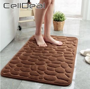 Bath Mats Home Bathroom Mat Non-slip Pebble Carpets Absorbent Lavatory Bedroom Floor Toilet Memory Foam Washable Rug Bathroom Decor Mat 230711