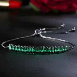 2,5 * 5 Mm Safir Baguette Färgglad Cubic Zirconia Tennis Armband Slider Justerbar Ny stil Längd Justerbar Pistol Svart Kedje Armband Armband För Kvinnor Smycken