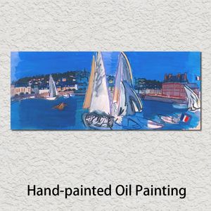 Deauville suszenie żagli Raoul Dufy obraz olejny nowoczesne pejzaże płótno wysokiej jakości pościel ręcznie malowane na duże dekoracje ścienne