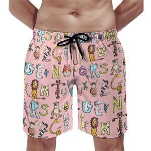 Men's Shorts Cute Letter Print Board Trenky Large Size Beach Pants Funny Colourful Animal Male Swimming Trunks Classic
