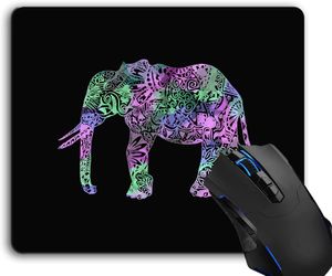 Tappetino per mouse, colorato elefante tribale floreale Tappetini per mouse per computer Accessori da scrivania Base in gomma antiscivolo, tappetino per mouse per mouse portatile