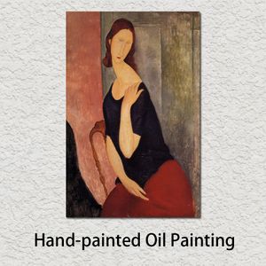 Lindas pinturas femininas Retrato de Madame Amedeo Modigliani Tela a óleo Arte abstrata feita à mão de alta qualidade para decoração de parede