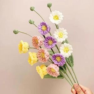 Decorative Flowers Hand Knitted Flower Yarn Crochet Suzuran Happiness Woven Bouquet Wedding Decoration Teachers' Mother's Day Gift