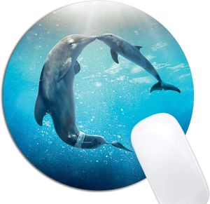 Dolphin Mouse Pad Round Non-Slip Rubber Mousepad Laptop Office Computer Decor Cute Desk Accessories Customized Design Mouse Pad