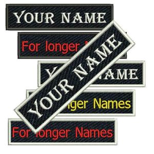 Cool Custom Name Tag Toppa ricamata Cucire o stirare su abbigliamento e cappelli Qualsiasi tipo di carattere Dimensioni e colore sono disponibili Patch310A