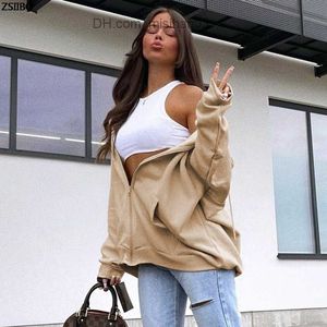 Women's Hoodies Sweatshirts Harajuku Zipper Hoodie mulheres Cartoon longa baggy sweatshir bolso cardigan outono Casual solido Street moda Z230713