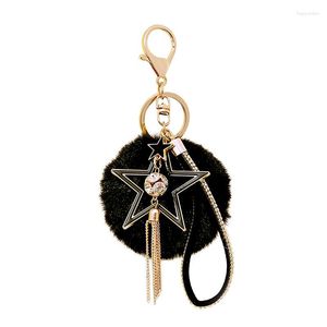 Chaveiros Moda Lâmpada para Cabelo Strass Estrela de Cinco Pontas Chaveiro Pendente Pingente Acessórios Requintados para Carro Bolsa Feminina Charme Presente