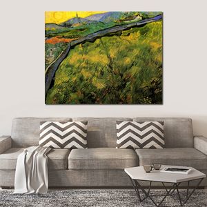 Canvas Art Field of Spring Wheat at Sunrise Handmade Vincent Van Gogh Painting Landscape Artwork Modern Living Room Decor