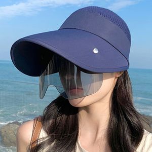 Cappelli a tesa larga Cappelli a secchiello Cappello da sole estivo da donna con occhiali Cappello a secchiello a tesa larga da 13 cm Traspirante Tappo superiore vuoto da esterno Nastro magico Regola berretto da spiaggia da viaggio 230712