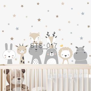 Other Decorative Stickers Cartoon Cute Lion Giraffe Animals Stars Wall Sticker Nursery Vinyl Children's Wall Art Decals for Baby Kids Room Home Decoration x0712