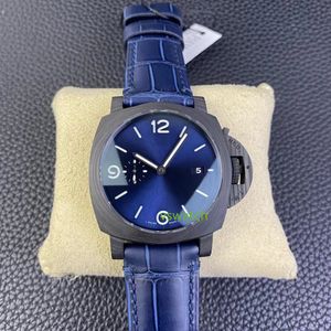 SBF 1664 Cal.P.9010 Mekanisk rörelse Kolfiberfodral Sapphire Crystal Glass Watch Mirror Diameter 44mm Lysande