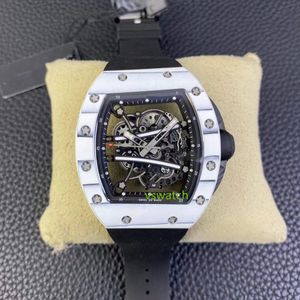 Hollow Watch RM061 Manual Integrated Mechanical Movement NTPT White Composite Carbon Fiber Material Sapphire Crystal Glass Mirror