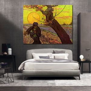 Handmade Artwork on Canvas Sower Vincent Van Gogh Painting Countryside Landscapes Office Studio Decor