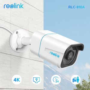 IP-kameror Reolink Smart Camera 4K 8MP PoE Outdoor Infrared Night Vision Bullet presenteras med personfordonsdetektering RLC 810A 230712