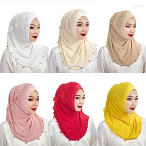 Abbigliamento etnico Bella copricapo Hijab con perline Copricapo Amira Malesia Foulard Copricapo islamico musulmano Sciarpe Scialli Copricapo