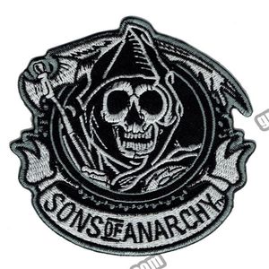 Fashion SOA Reaper Crew Embroidered Iron On Patch Motorcycle Heavy Metal Punk Applique Badge Front Patch 3 5 G0448307S