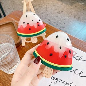 Keychains 3D Watermelon Popsicle Silicone Case Keychain For Apple Airpods 1 2 Pro Cases Wireless Bluetooth Earphone Cover Accessories