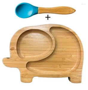 Bowls Fork Baby Feeding Bowl And Spoon Set Bamboo With Spill Proof Stay Put Suction Ring