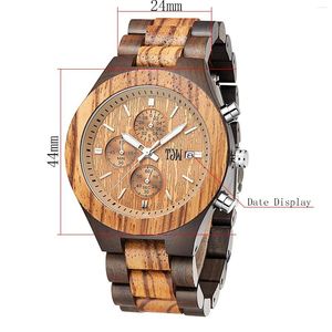 Wristwatches TJW 9018G Watch High End Brand Fashion Luxury Wood Sports Vintage Quartz Men's