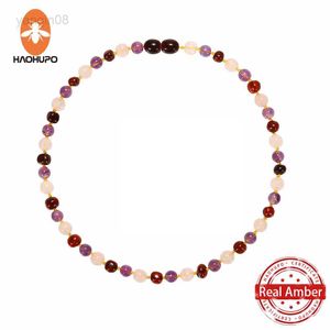 Colares com Pingente HAOHUPO Qualidade Superior Cereja Moda Natureza Pedra Báltica Jóias Colar Âmbar Colar Feminino Jade Colar Feito à Mão para Bebê HKD230712