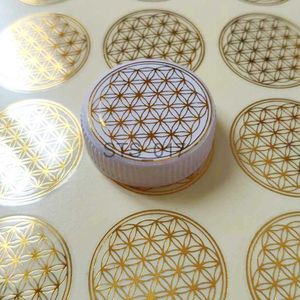 Other Decorative Stickers 80/160/240pcs Flower of Life Energy Sticker 3cm Golden Transparent Crystal Jewelry Stickers Phone Case PVC Sticker x0712