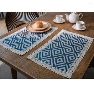 Table Mats Geometric Jacquard Kitchen Placemat Lace Edge Nordic Style Cup Mat Western Drink Coasters Cotton Polyester