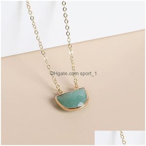 Pendant Necklaces Creative Natural Stone Necklace Facted Shape Lapis Lazi Pink Crystal High Grade Jewelry Drop Delivery Pendants Dhfdr