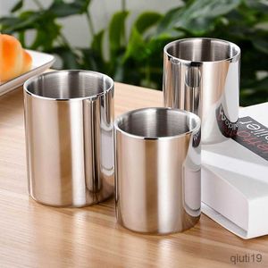Mugs Stainless Steel Beer Mug Double Layer Anti-Scalding Coffee Milk Cup Wine Water Tumbler Office Home Drinkware Kitchen Accessories R230712