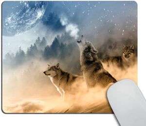 Wolf and the Moon Mouse Pad Custom Mouse Pad Настраиваемая прямоугольник без скольжения