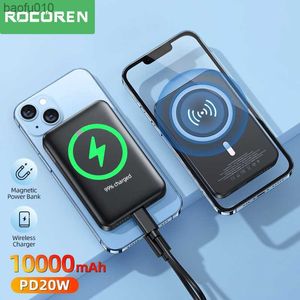 Rocoren Magnetic Power Bank 10000mAh 20W Wireless Charger 5000mAh Mini Powerbank For iPhone 14 13 12 Portable External Battery L230712
